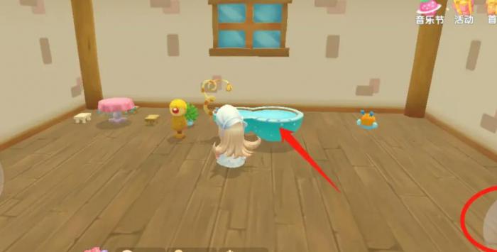 摩尔庄园买了浴缸后怎么放3