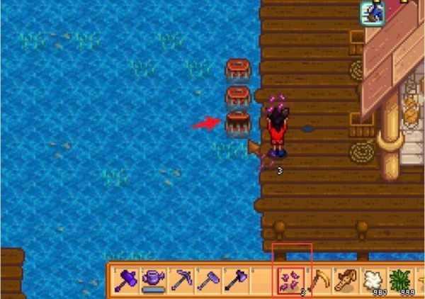 星露谷物语蟹笼的诱饵怎么放4