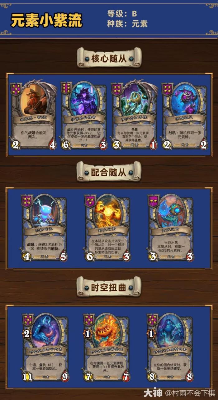 炉石传说34.2.2酒馆战棋元素小紫流玩法_炉石酒馆战棋元素棋子总览