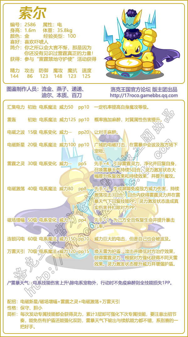 洛克王国索尔性格推荐1