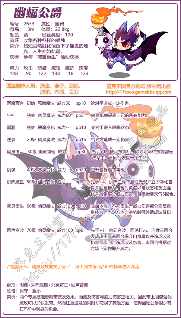 洛克王国幽蝠公爵技能表1