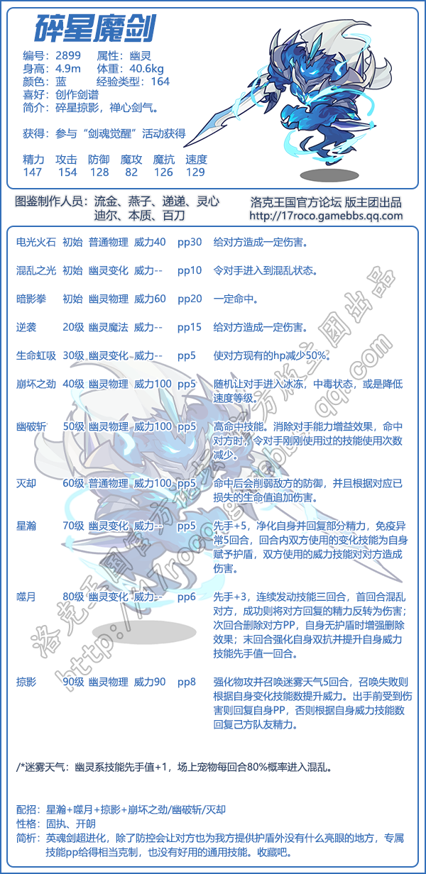 洛克王国碎星魔剑技能表1