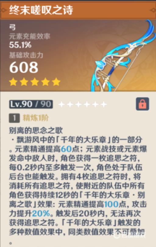 原神终末嗟叹之诗90级属性是什么?2