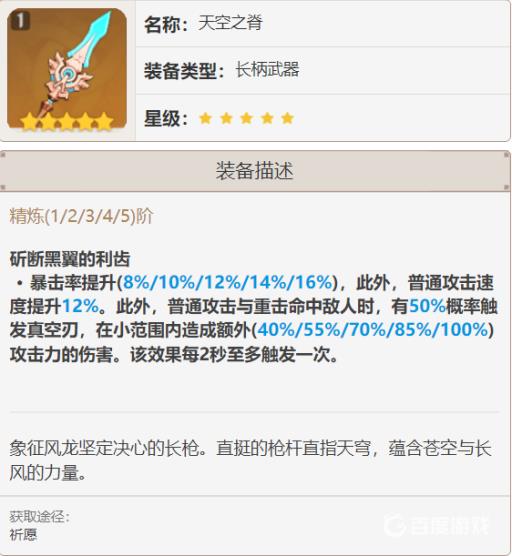 原神天空之脊给谁用?2