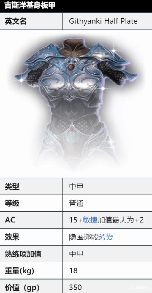 博德之门3最好的中甲是什么?1