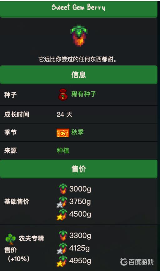 星露谷物语宝石甜莓有什么作用?2