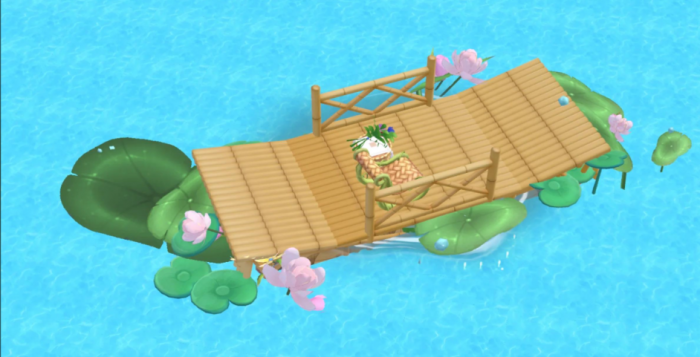 摩尔庄园怎么在自家池塘上放东西2