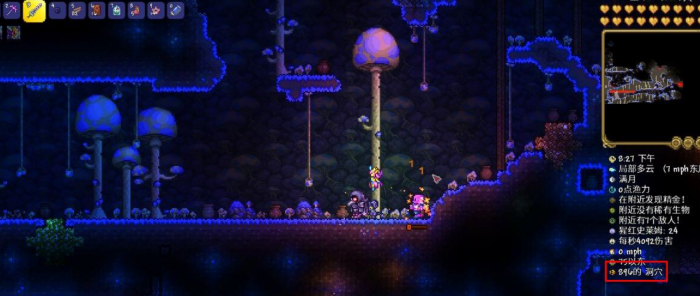 泰拉瑞亚发光蘑菇群落在哪1